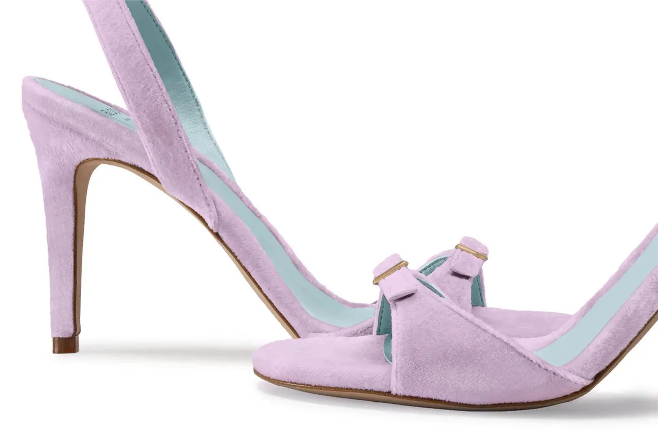 Anna Vegan Velvet High Heel Sandalen | Lila