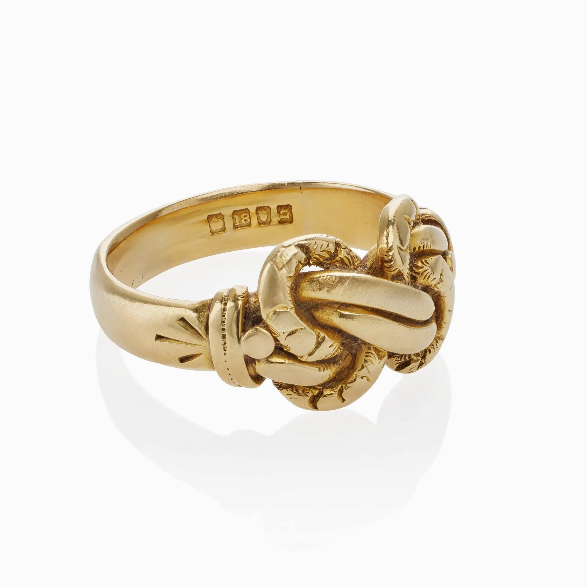 Antique English 18K Gold Braided &quot;Keeper&quot; Ring