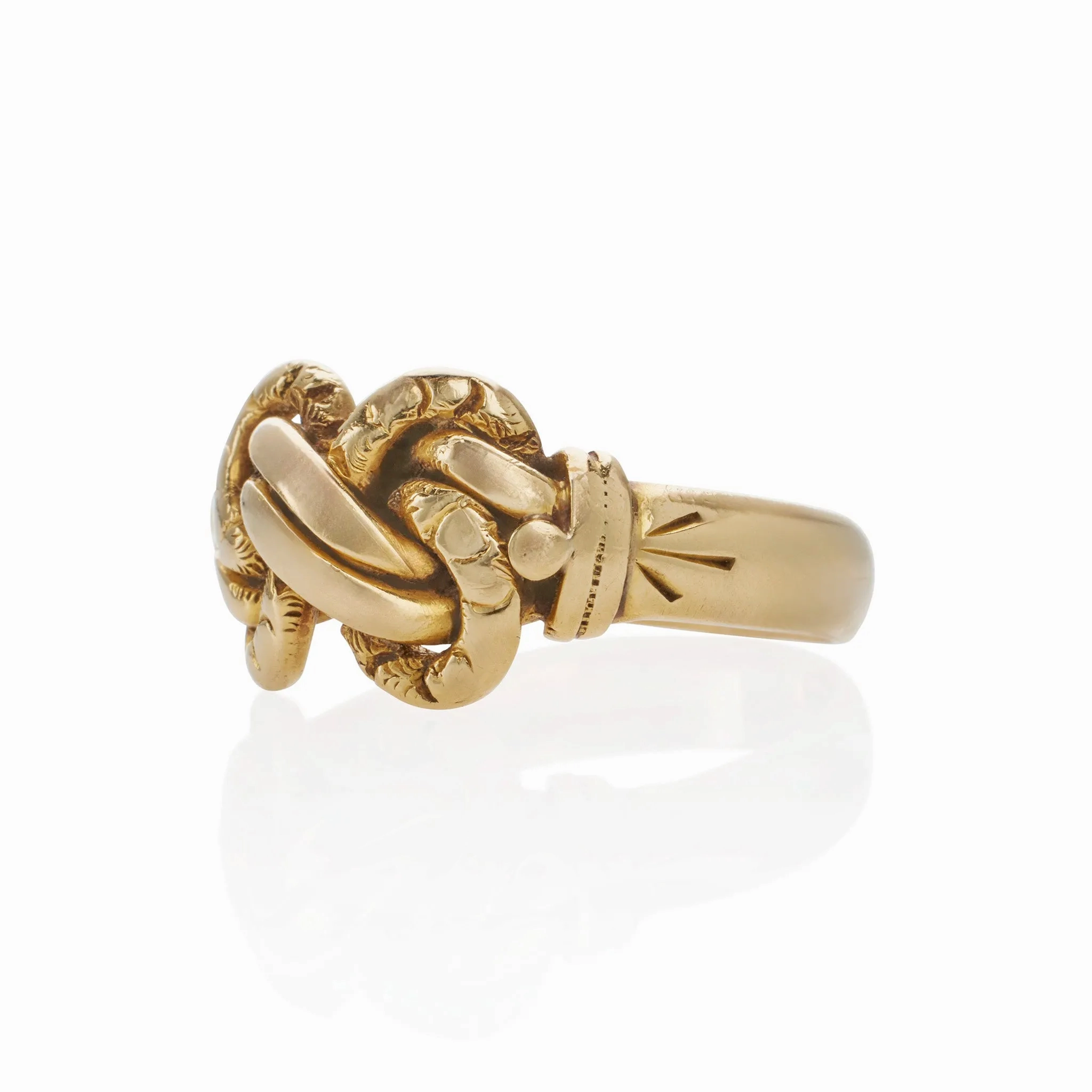 Antique English 18K Gold Braided &quot;Keeper&quot; Ring