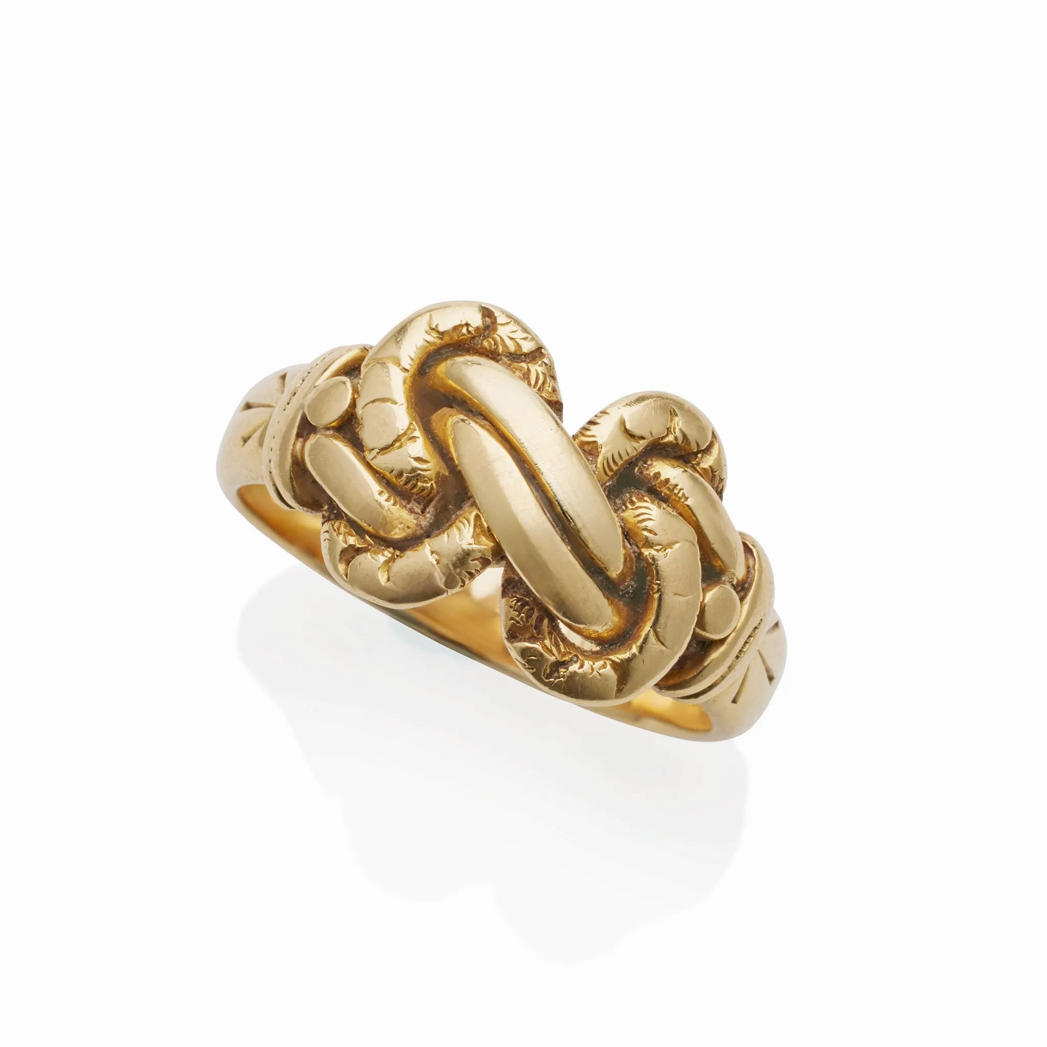 Antique English 18K Gold Braided &quot;Keeper&quot; Ring