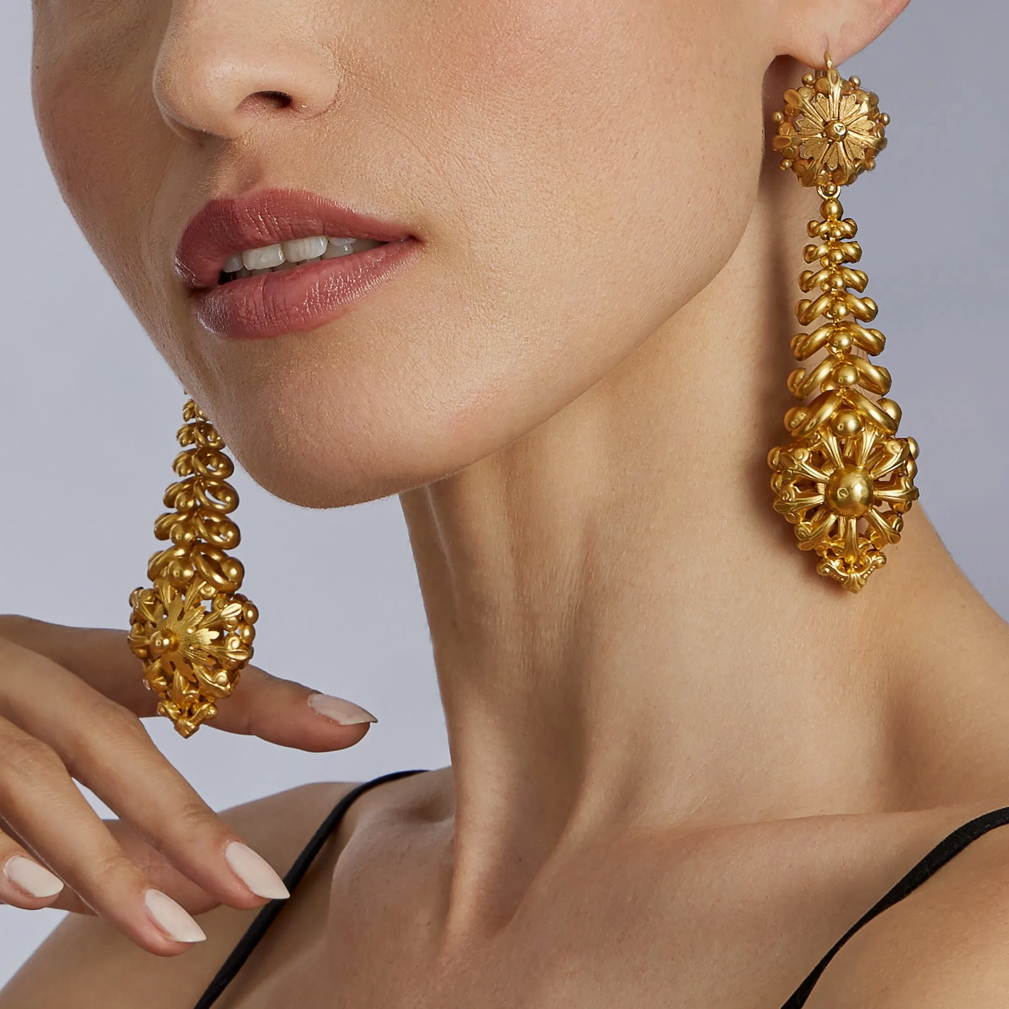 Antique French &quot;Milanos&quot; Long Pendant Earrings