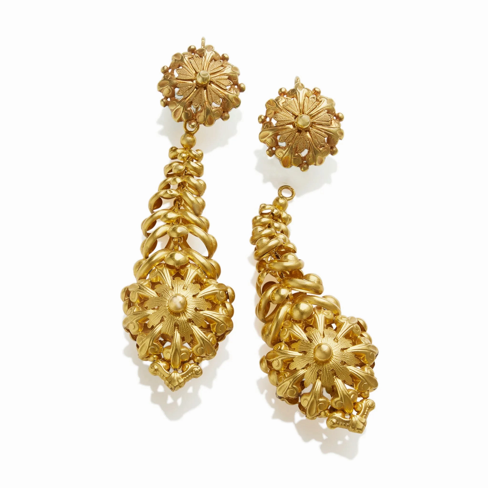 Antique French &quot;Milanos&quot; Long Pendant Earrings
