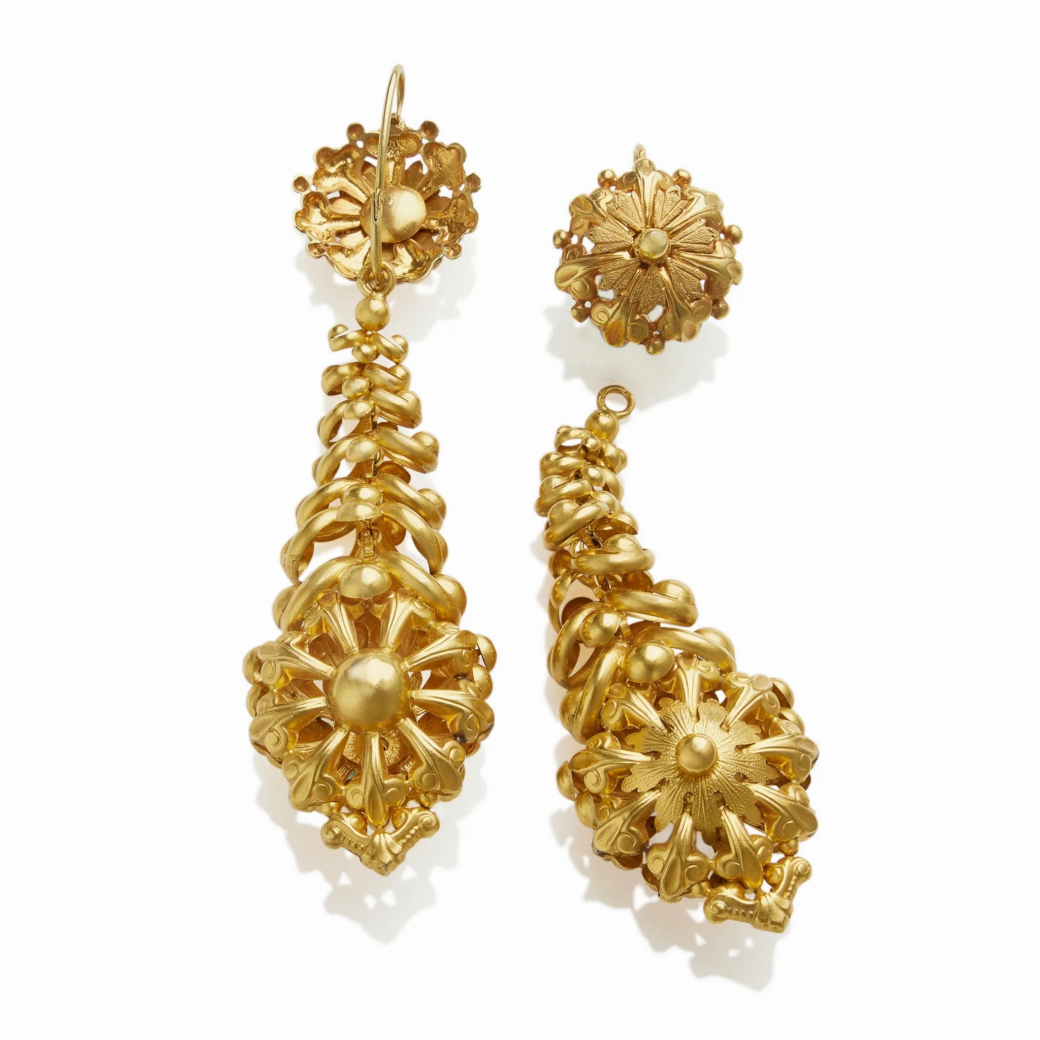 Antique French &quot;Milanos&quot; Long Pendant Earrings