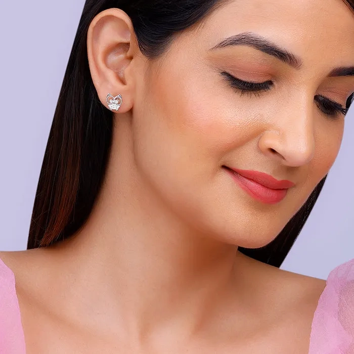 Anushka Sharma Silver Sparkling Owl Earrings