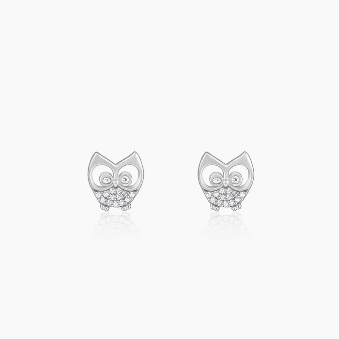 Anushka Sharma Silver Sparkling Owl Earrings