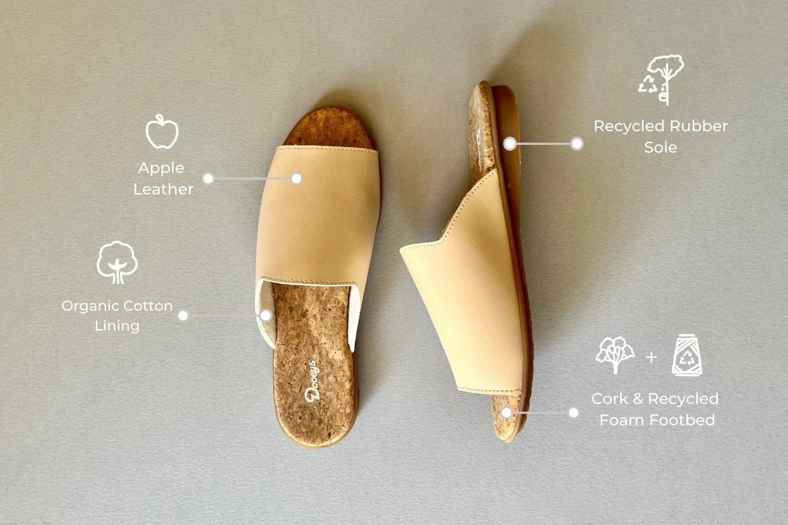 Apple Leder Vegane Hausschuhe | Rosé
