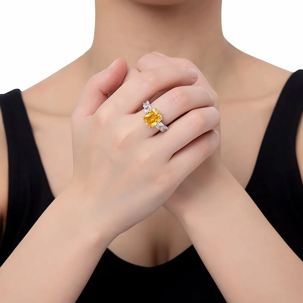 Aqua Topaz and CZ Stone Ring
