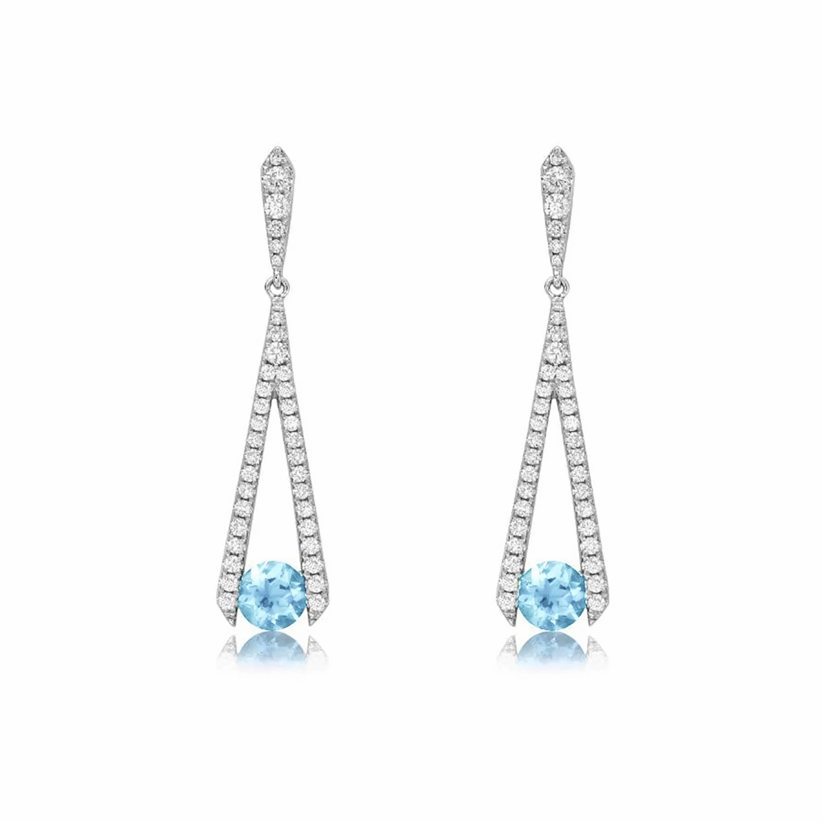 Aquamarine &amp; Diamond Dangle Earrings