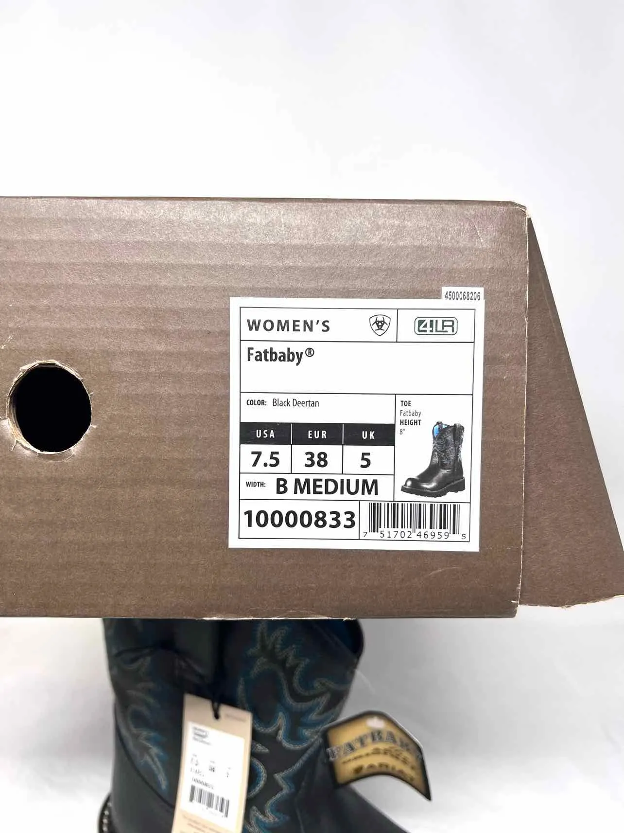 Ariat Größe 7,5 Schwarz/Blau Bestickte Leder NEUE Schuhe Stiefel