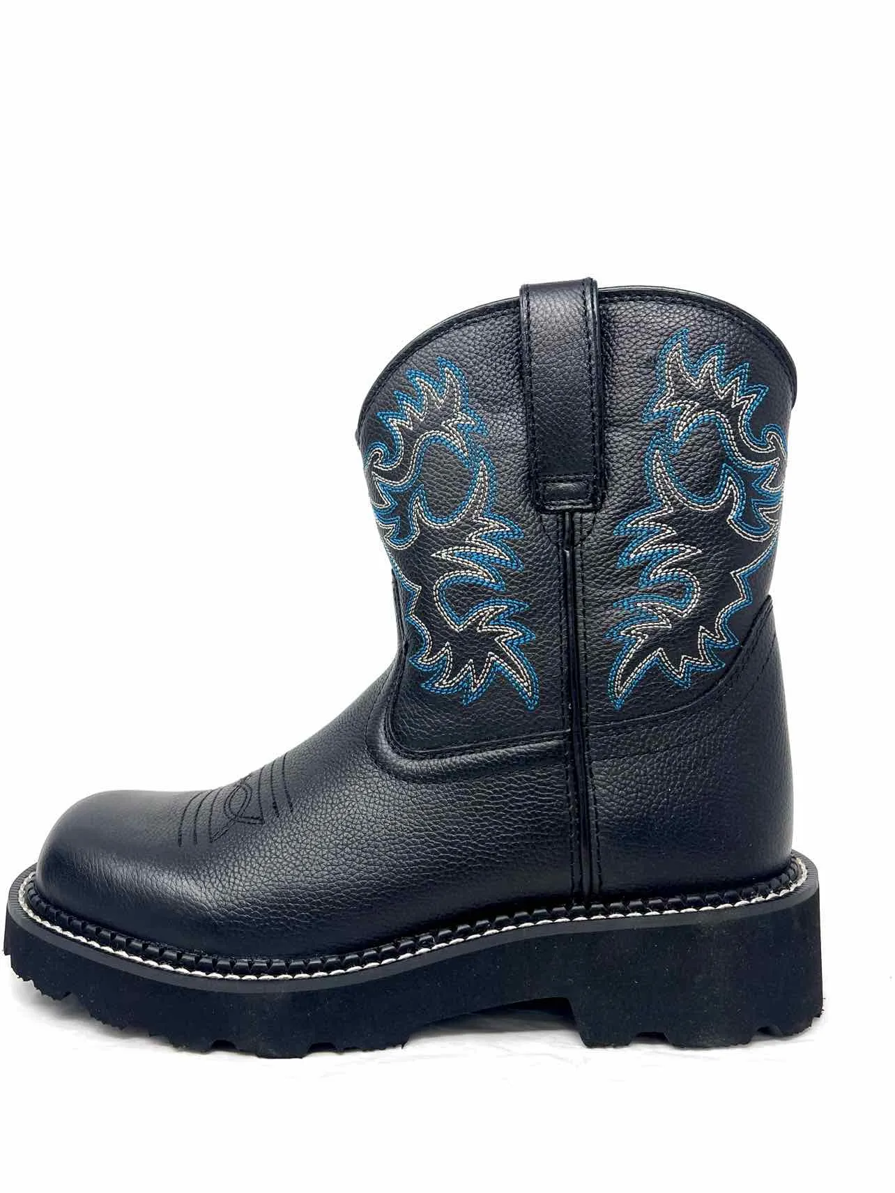 Ariat Größe 7,5 Schwarz/Blau Bestickte Leder NEUE Schuhe Stiefel