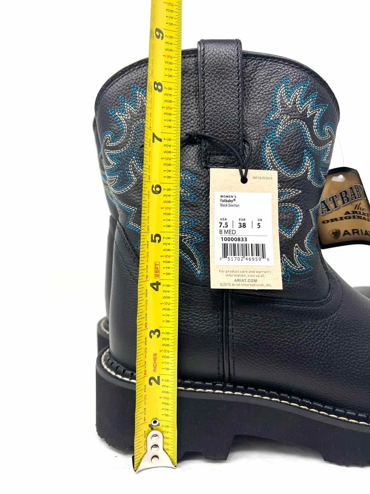 Ariat Größe 7,5 Schwarz/Blau Bestickte Leder NEUE Schuhe Stiefel