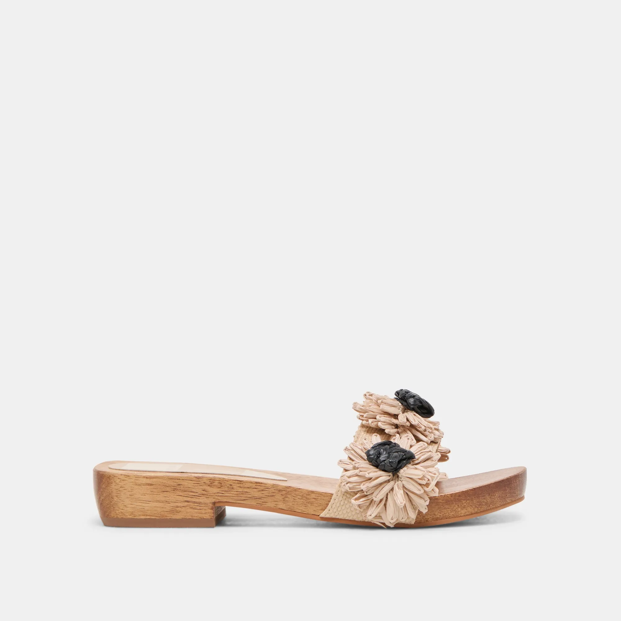 ARIENA SANDALEN SCHWARZ NATUR FLORAL RAFFIA