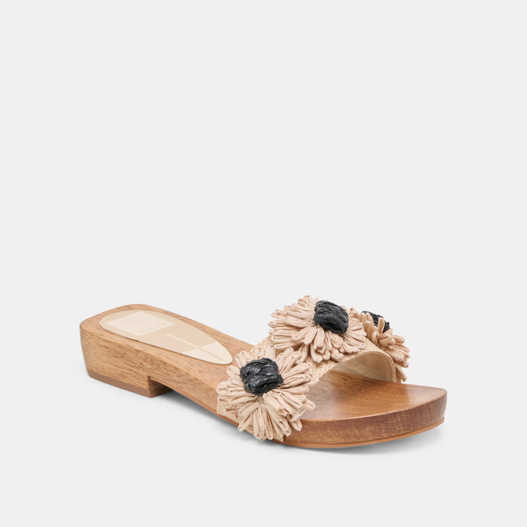ARIENA SANDALEN SCHWARZ NATUR FLORAL RAFFIA
