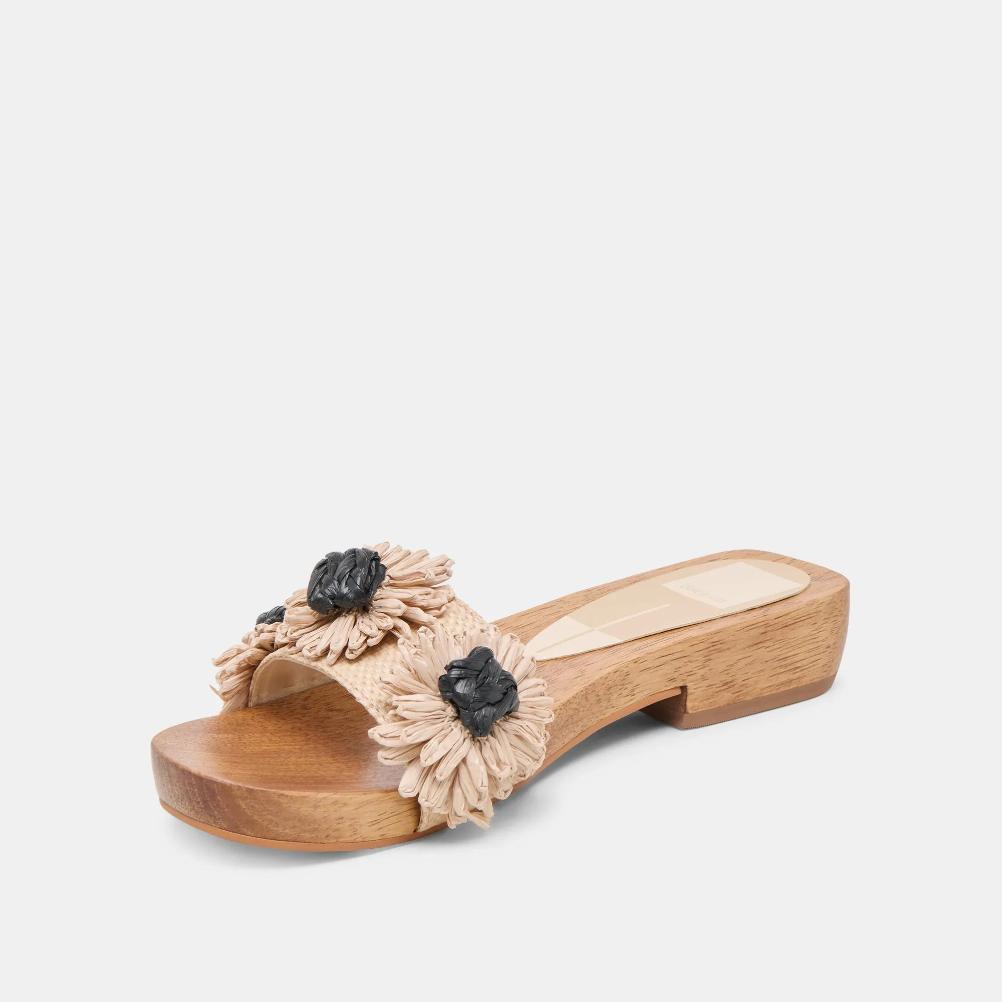 ARIENA SANDALEN SCHWARZ NATUR FLORAL RAFFIA