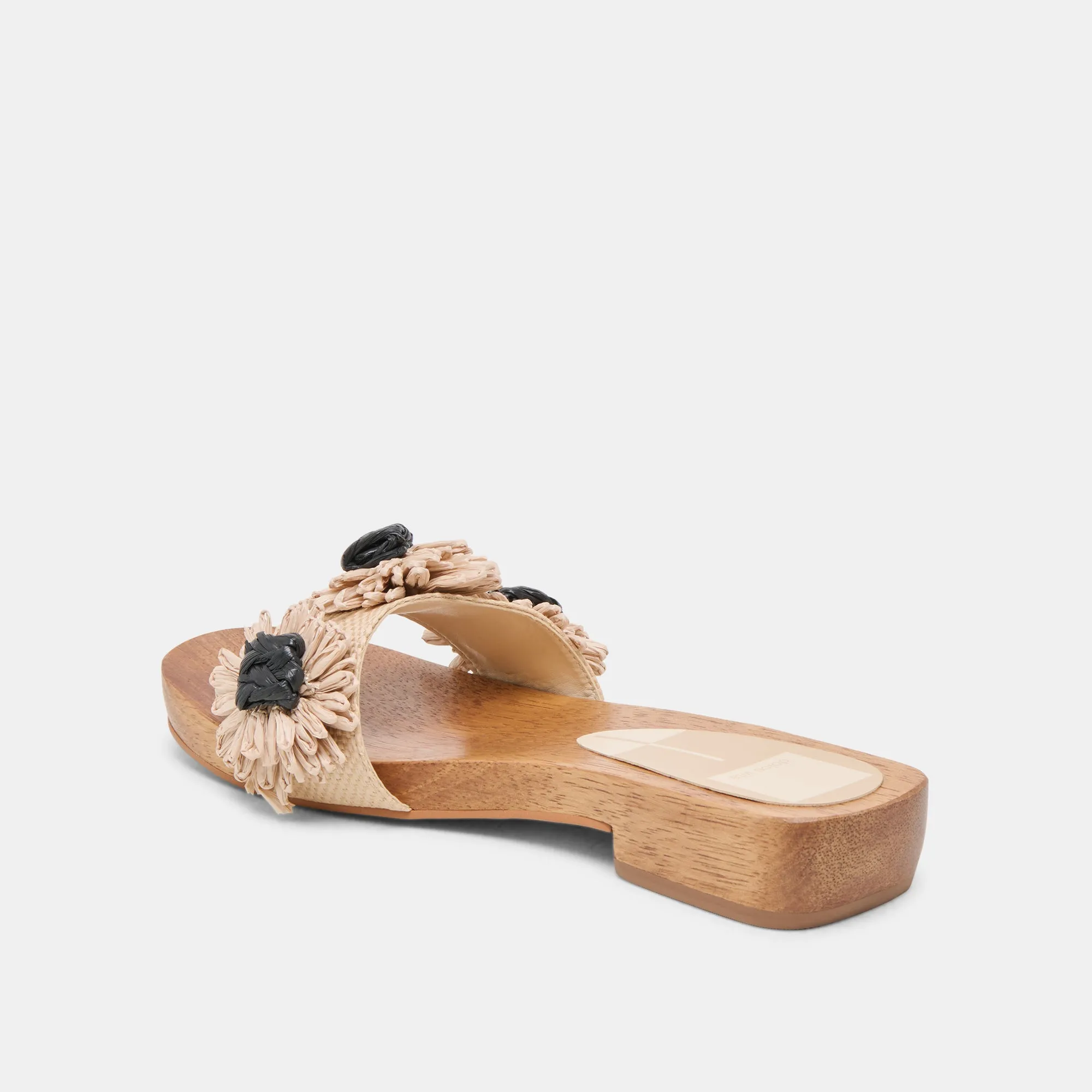 ARIENA SANDALEN SCHWARZ NATUR FLORAL RAFFIA