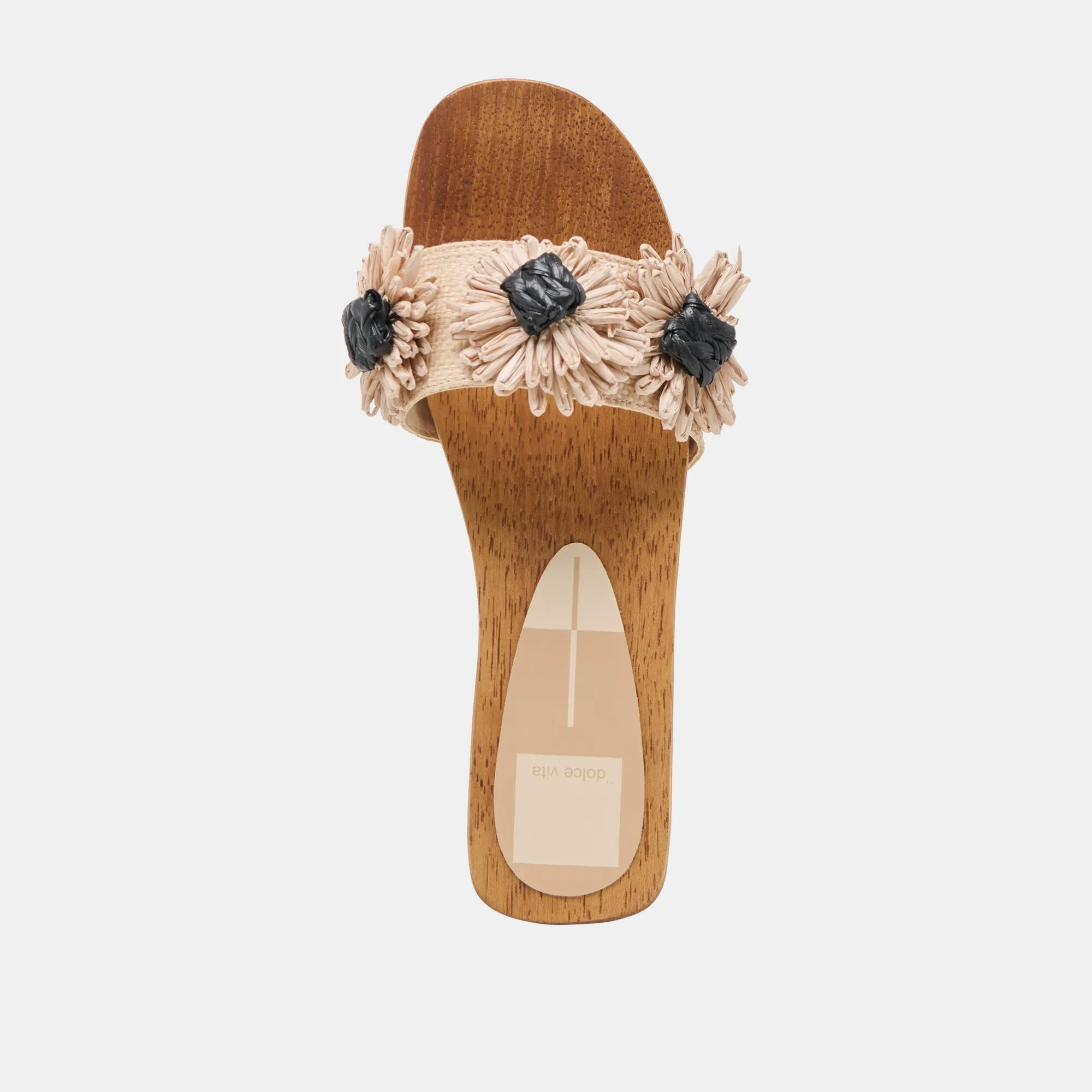 ARIENA SANDALEN SCHWARZ NATUR FLORAL RAFFIA