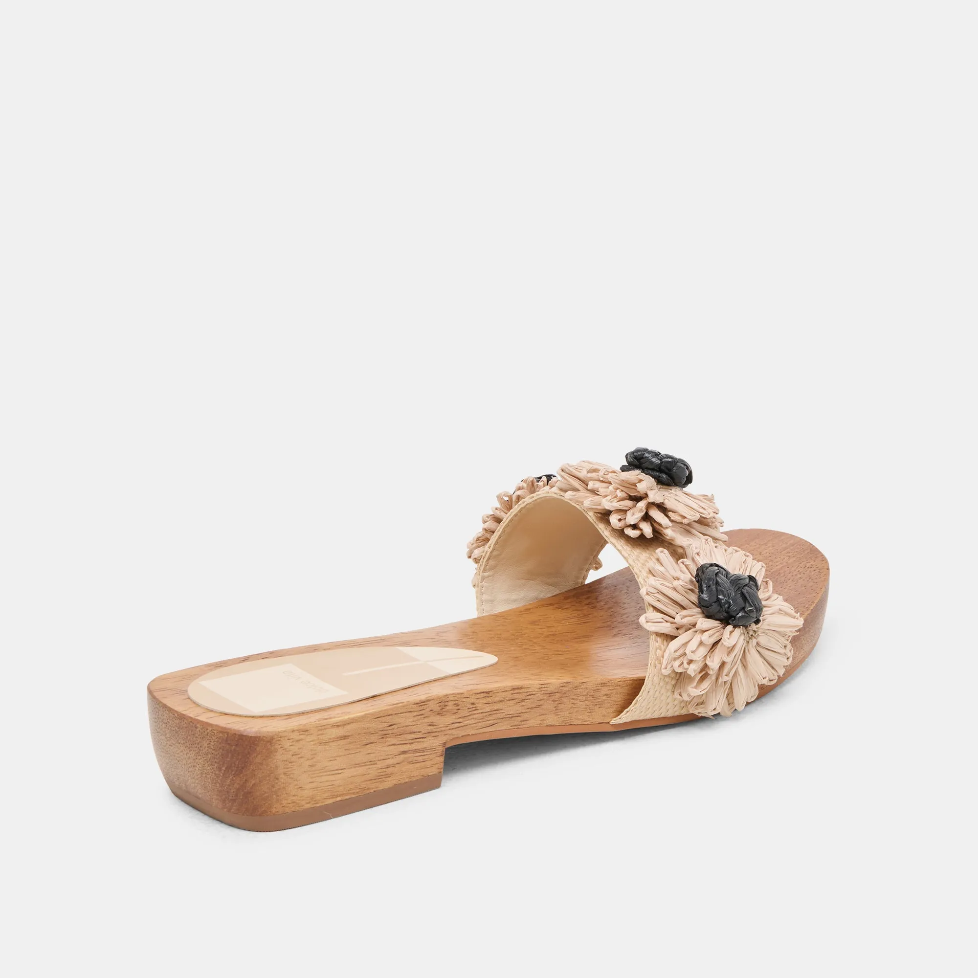 ARIENA SANDALEN SCHWARZ NATUR FLORAL RAFFIA