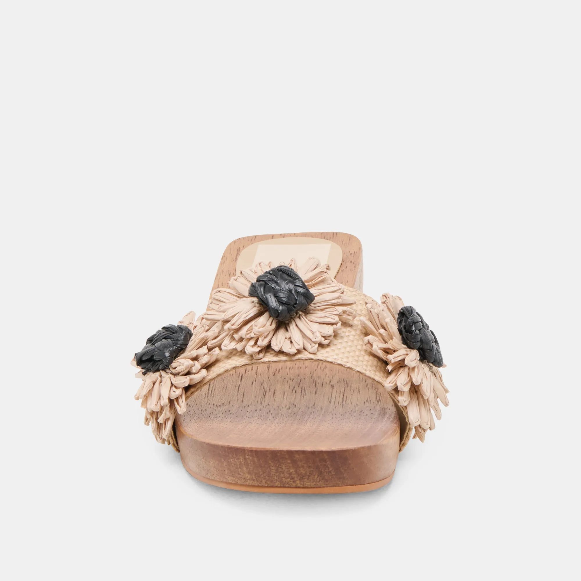ARIENA SANDALEN SCHWARZ NATUR FLORAL RAFFIA