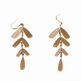 Armani Ladies Earrings Base Metal With Dangling Leaf Style & Stones Rosegold Plated fashion-jewelry  