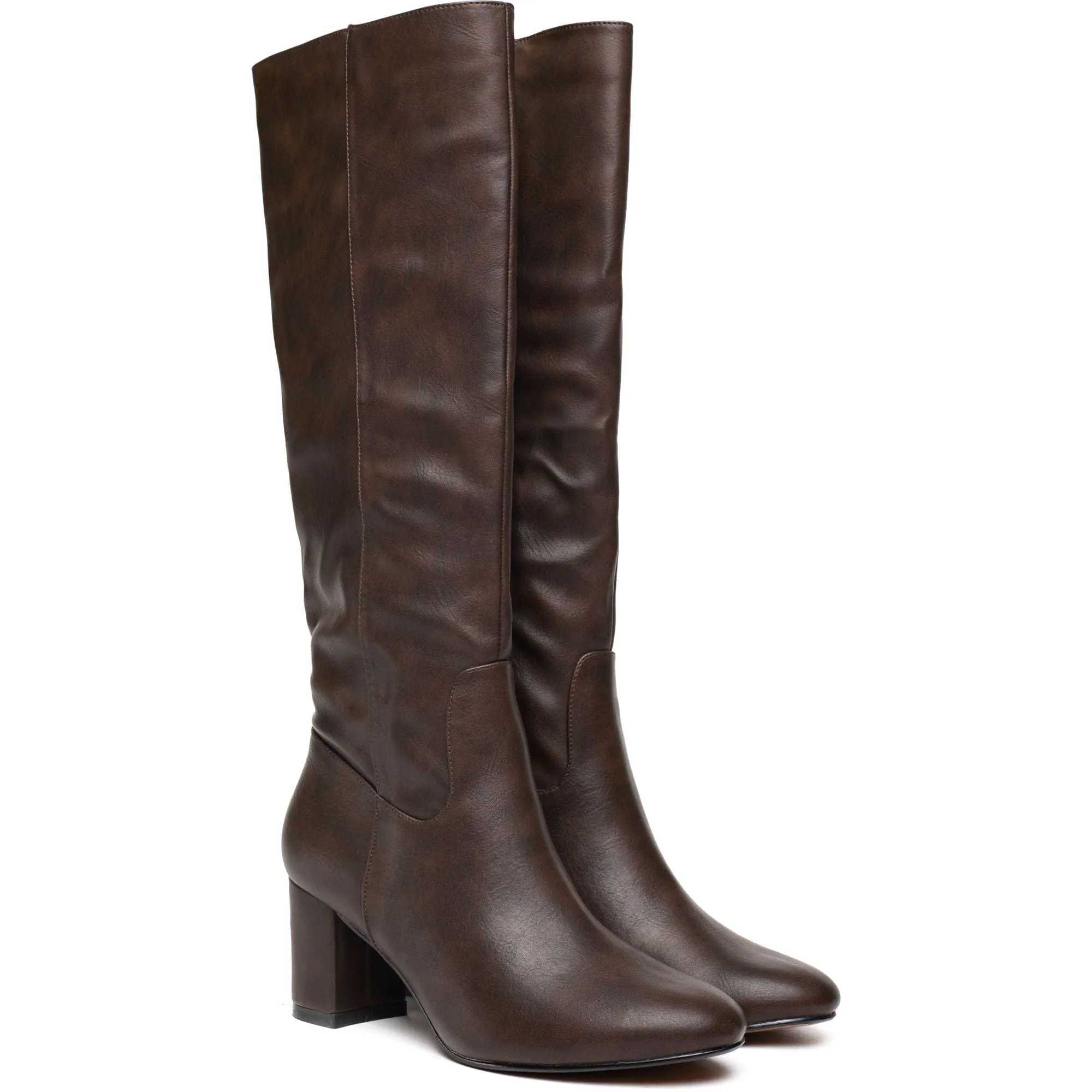Avocado Damen Vegane Leder Stiefel Kniehoch | Braun