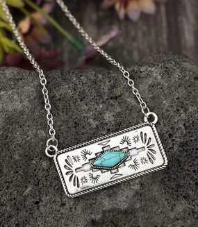 Aztec & Turquoise Bar Necklace texture-rose-gold  