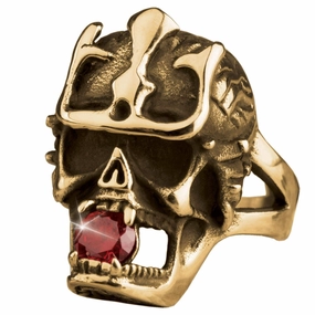 Azteca Skull Gold Men's Ring 
