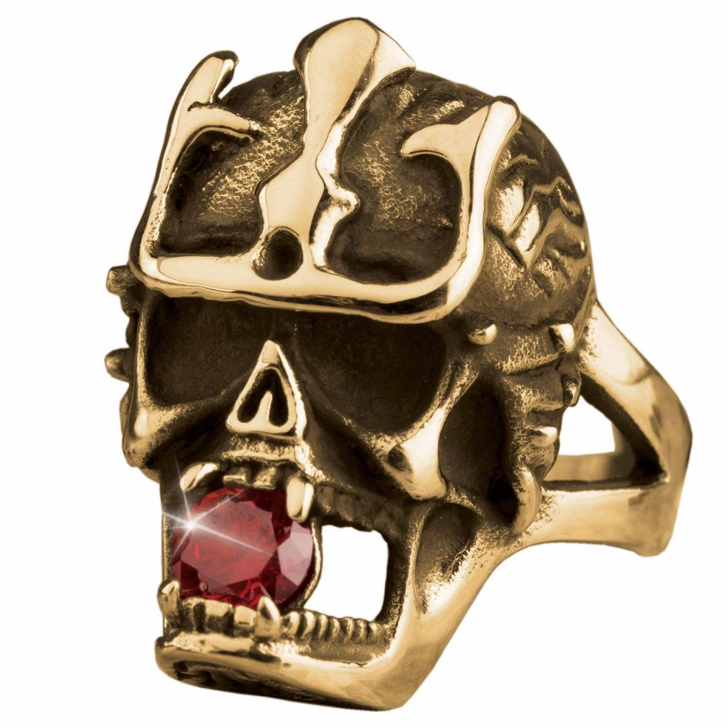 Azteca Skull Gold Men's Ring 