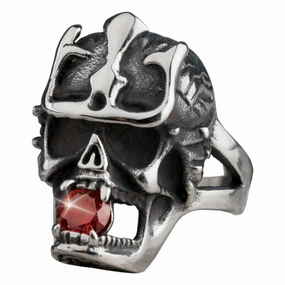 Azteca Skull Steel Men's Ring 