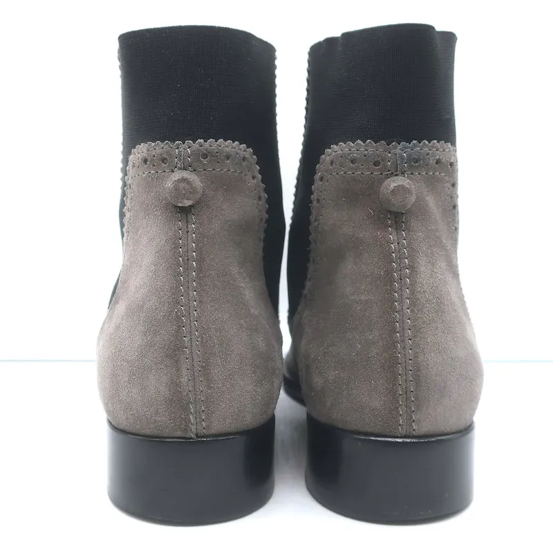 Balenciaga Wingtip Chelsea Stiefel Grau Wildleder Größe 39.5 Flache Knöchelstiefel