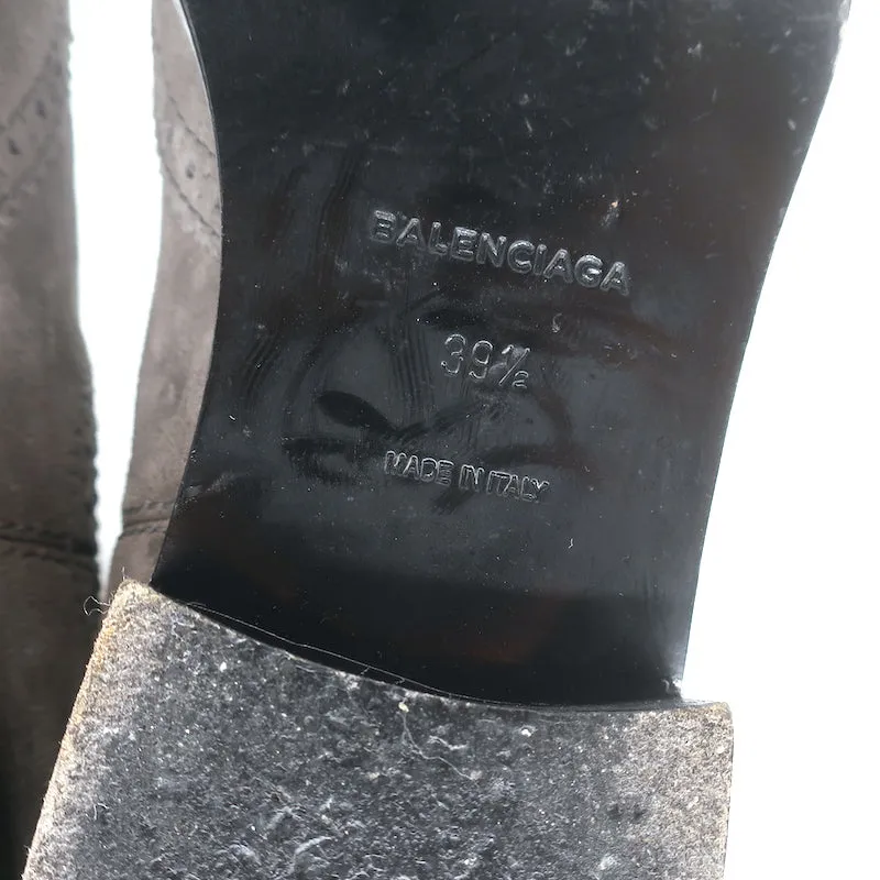 Balenciaga Wingtip Chelsea Stiefel Grau Wildleder Größe 39.5 Flache Knöchelstiefel