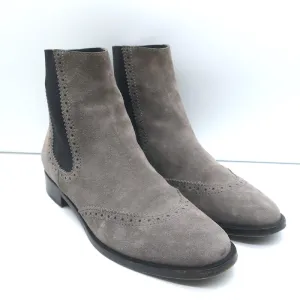 Balenciaga Wingtip Chelsea Stiefel Grau Wildleder Größe 39.5 Flache Knöchelstiefel