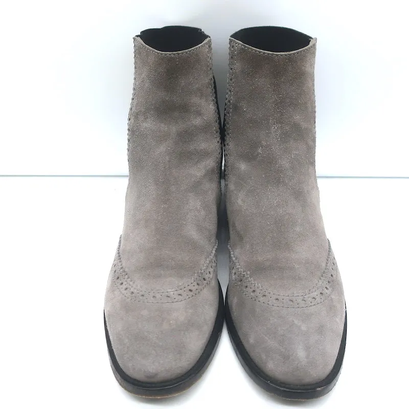 Balenciaga Wingtip Chelsea Stiefel Grau Wildleder Größe 39.5 Flache Knöchelstiefel