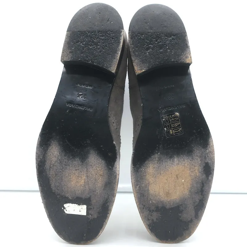 Balenciaga Wingtip Chelsea Stiefel Grau Wildleder Größe 39.5 Flache Knöchelstiefel