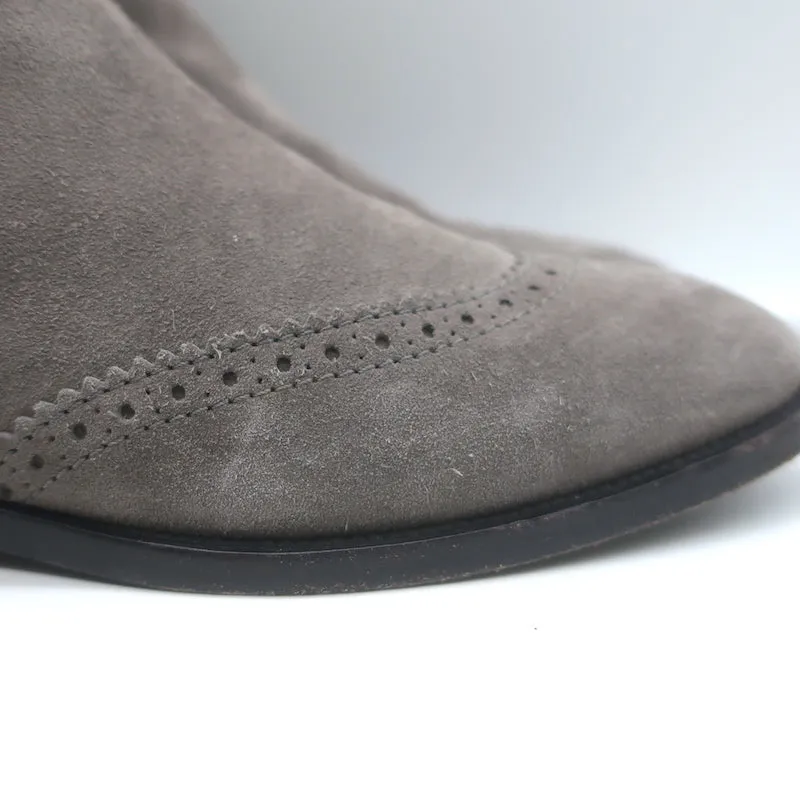Balenciaga Wingtip Chelsea Stiefel Grau Wildleder Größe 39.5 Flache Knöchelstiefel