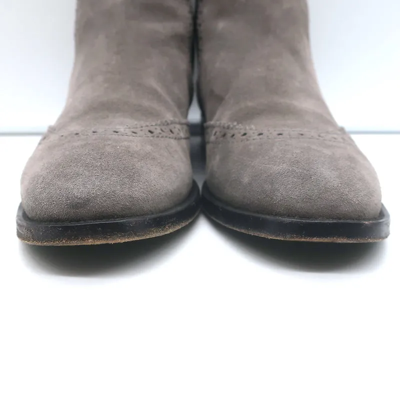Balenciaga Wingtip Chelsea Stiefel Grau Wildleder Größe 39.5 Flache Knöchelstiefel