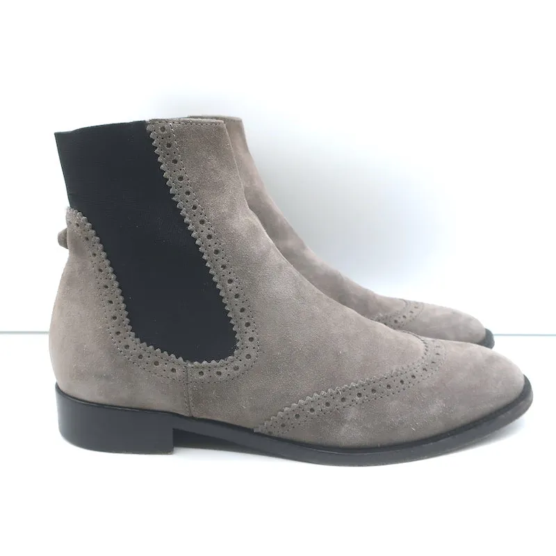 Balenciaga Wingtip Chelsea Stiefel Grau Wildleder Größe 39.5 Flache Knöchelstiefel