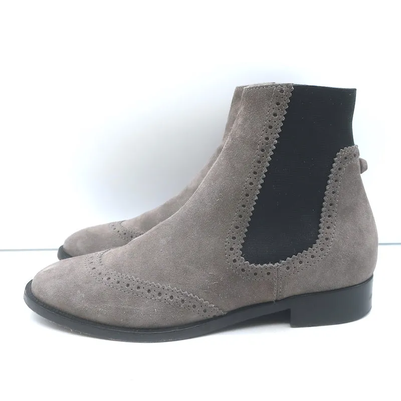 Balenciaga Wingtip Chelsea Stiefel Grau Wildleder Größe 39.5 Flache Knöchelstiefel