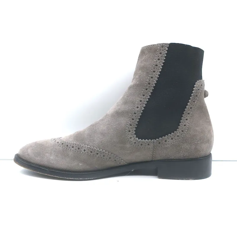 Balenciaga Wingtip Chelsea Stiefel Grau Wildleder Größe 39.5 Flache Knöchelstiefel