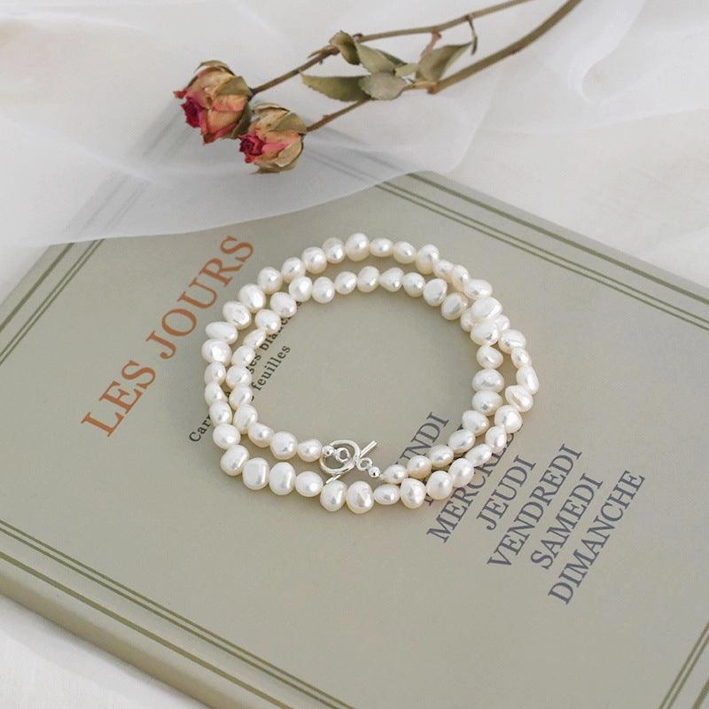 Baroque Pearl Necklace 925 Silver OT Buckle Female