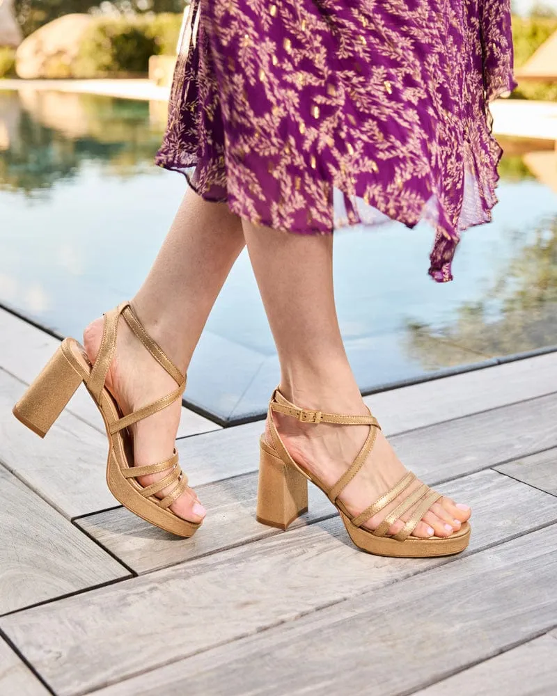Bavella Recycelte Vegane Plateausandalen | Gold