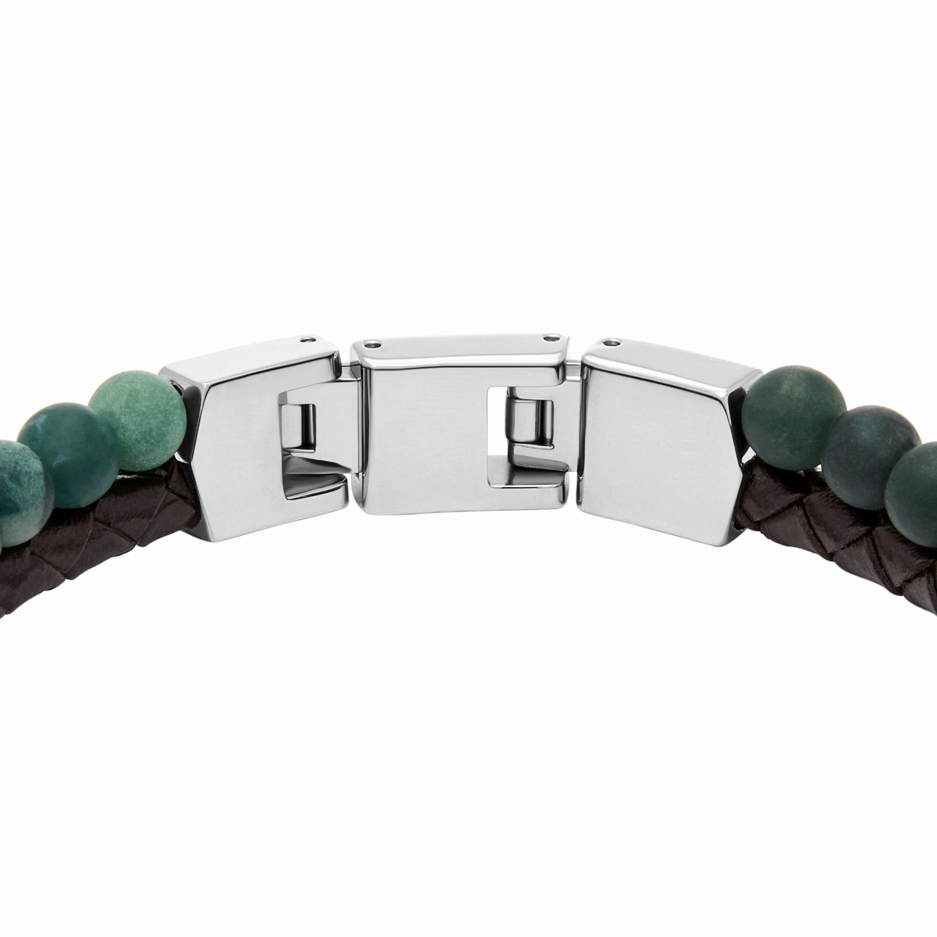 Beads Brown Leather Multi-Strand Bracelet