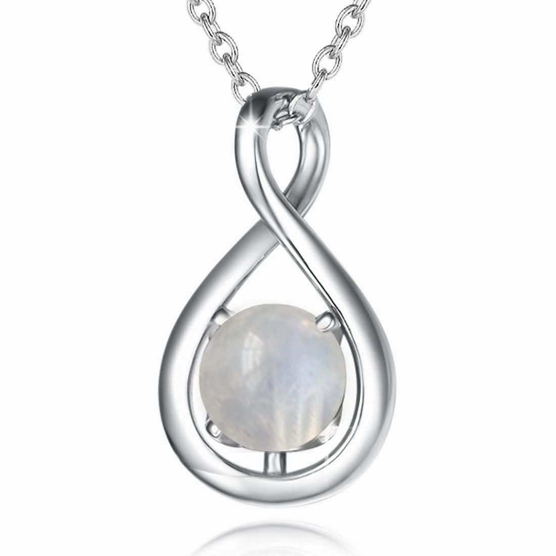 Birthstone Octagonal Pendant Sterling Silver Zircon Four Claw Necklace