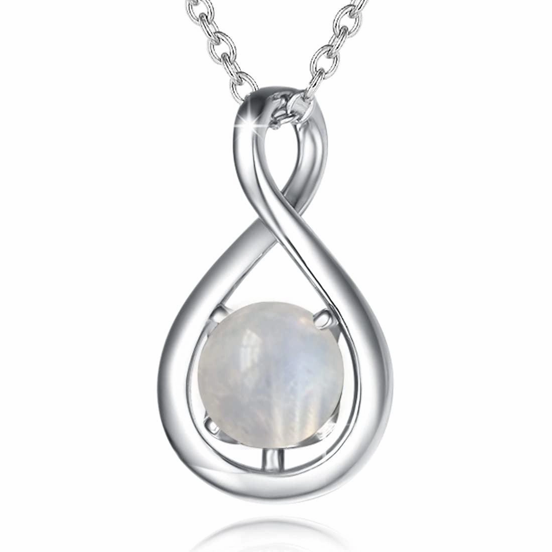 Birthstone Octagonal Pendant Sterling Silver Zircon Four Claw Necklace