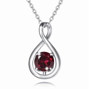 Birthstone Octagonal Pendant Sterling Silver Zircon Four Claw Necklace 