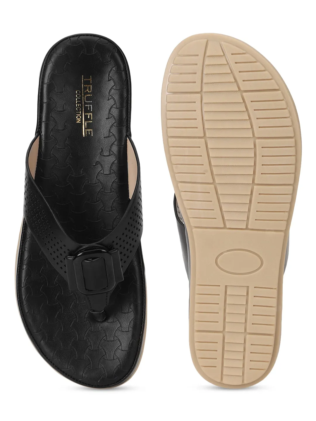 Schwarze PU-Slip-On-Flats (TC-ST-015-BLK)