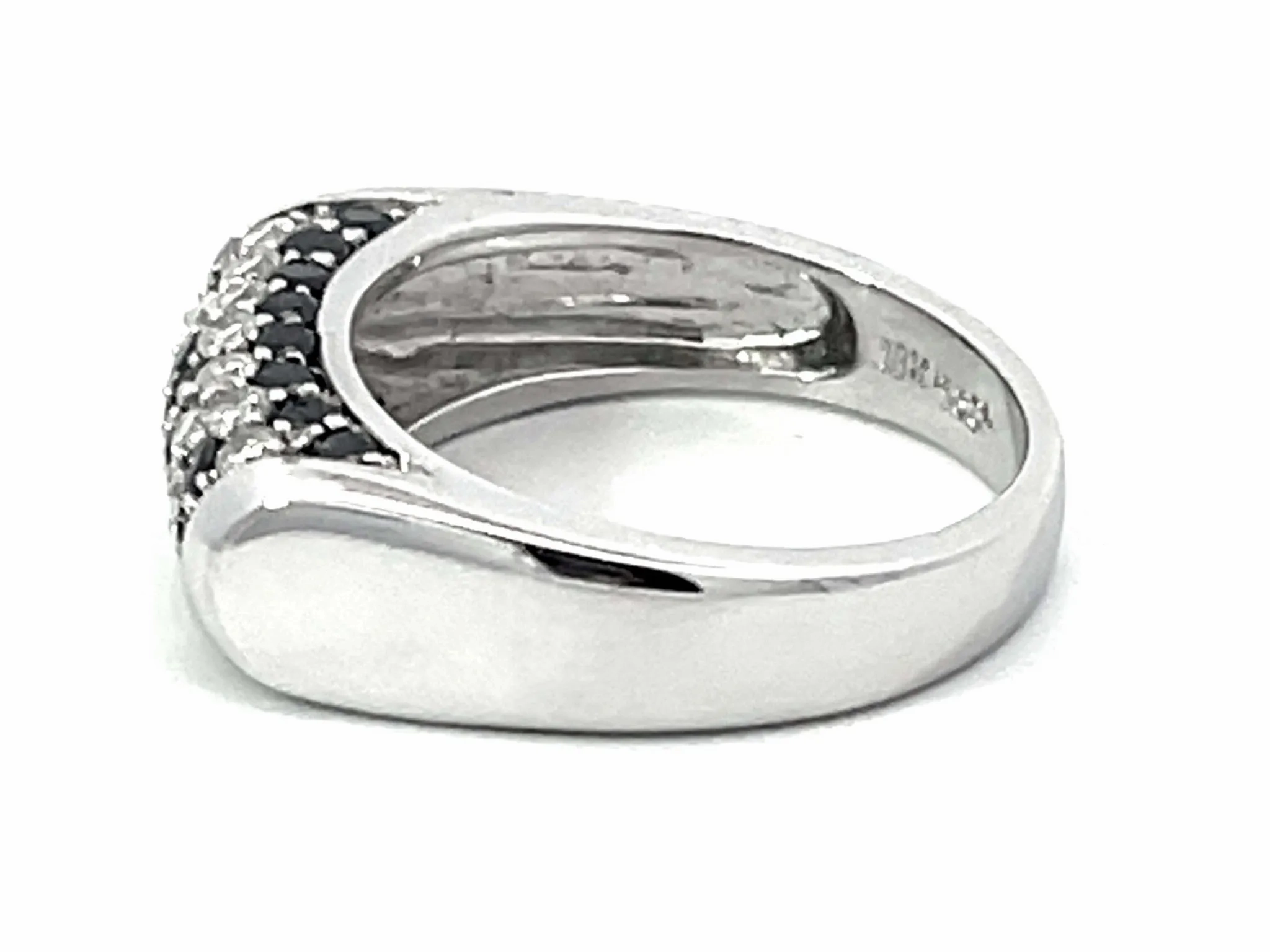 Black and White Diamond Dome Ring in 18k White Gold