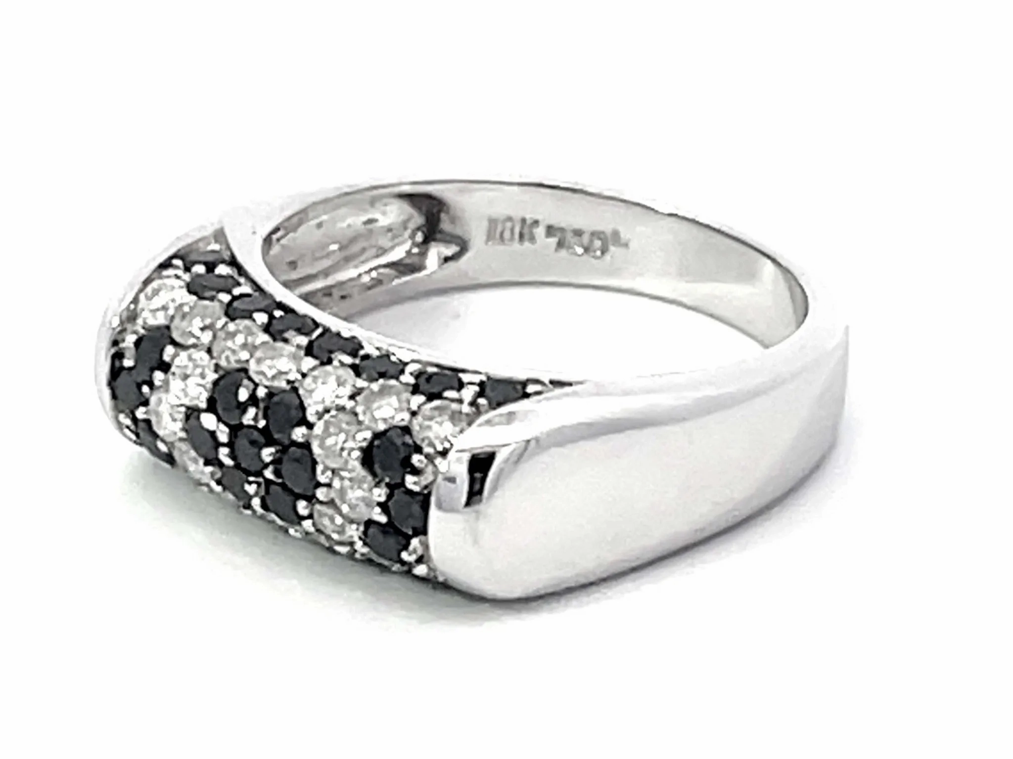 Black and White Diamond Dome Ring in 18k White Gold