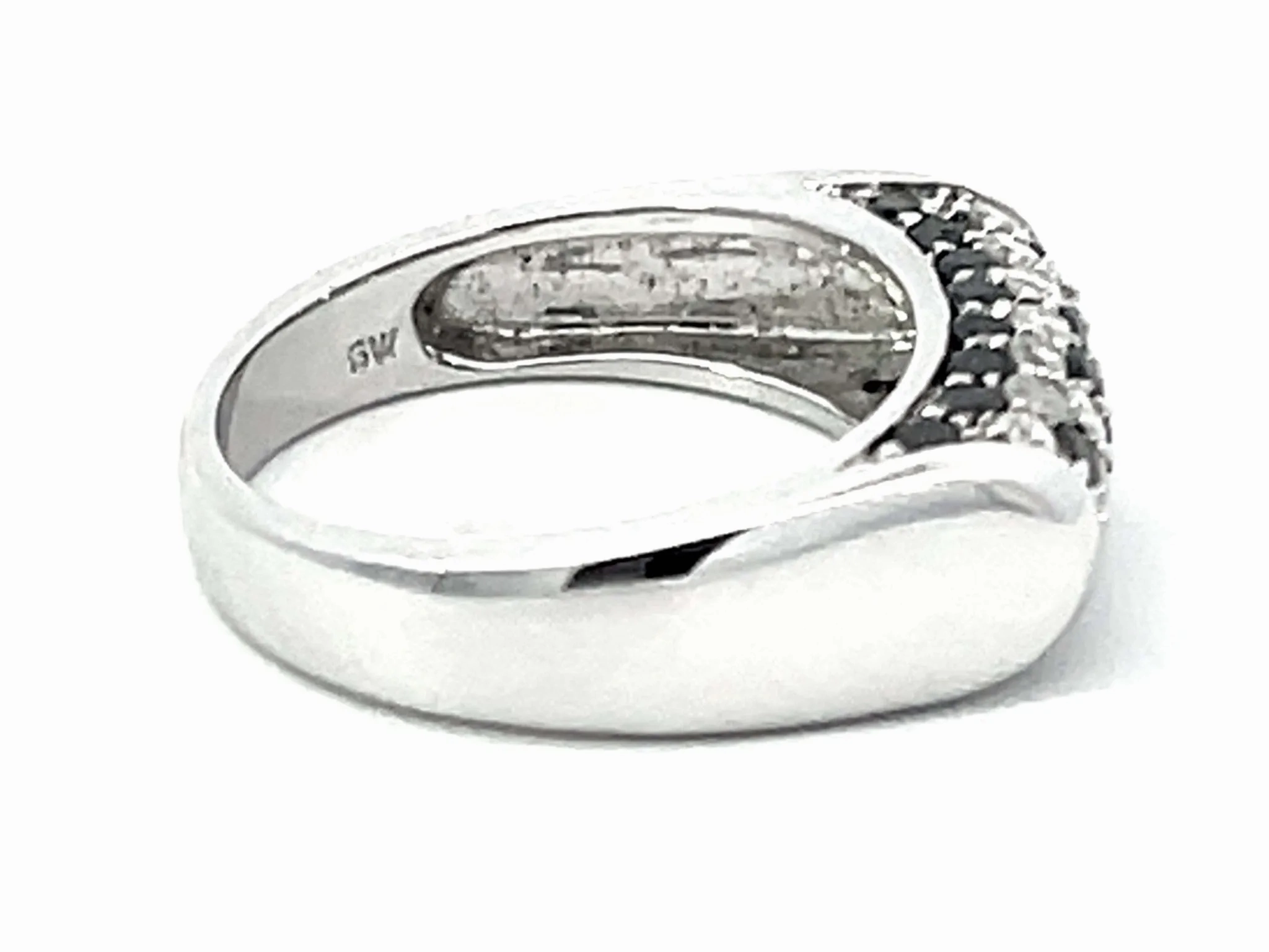 Black and White Diamond Dome Ring in 18k White Gold