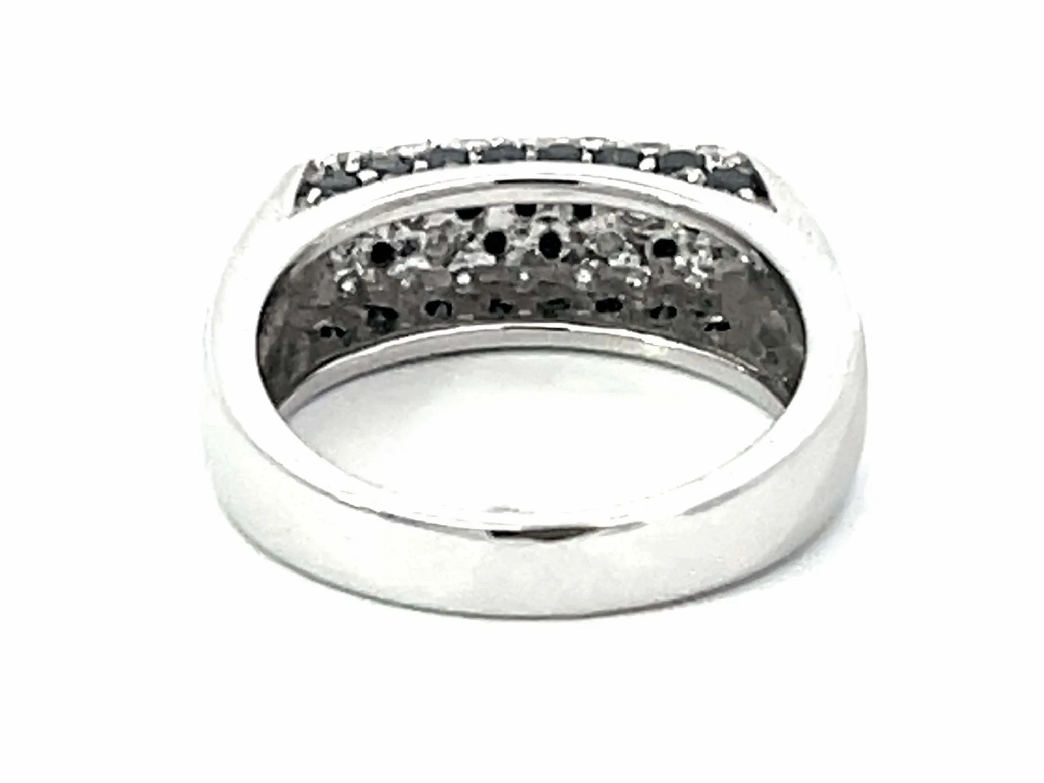 Black and White Diamond Dome Ring in 18k White Gold