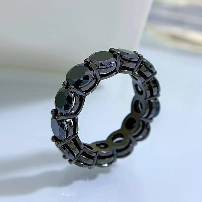 Black Diamond Round Men And Women Ring